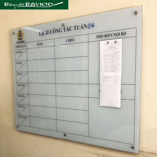 Bảng kính từ cường lực 5ly in ô ly vuông 5cm hoặc nội dung KT60X100cm