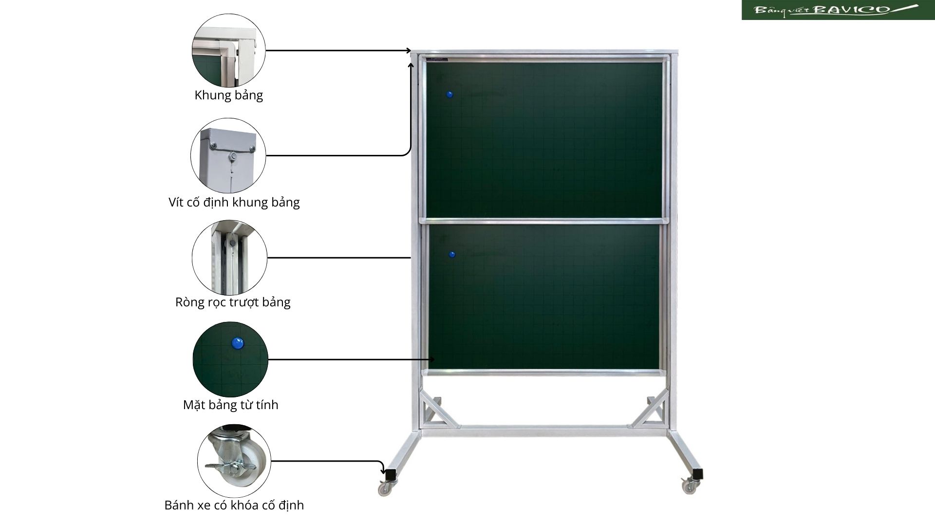 BT-DD - Bảng trượt đứng di động có từ