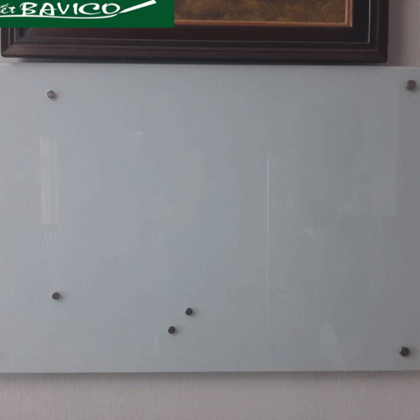 Bảng kính từ cường lực 8ly ép PP trắng sữa KT60x100cm