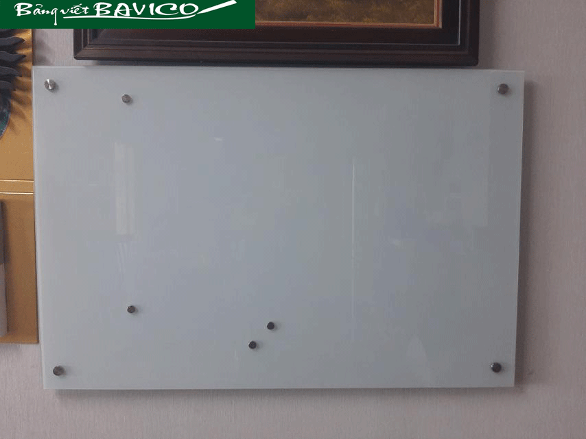 Bảng kính từ cường lực 8ly ép PP trắng sữa KT60x100cm