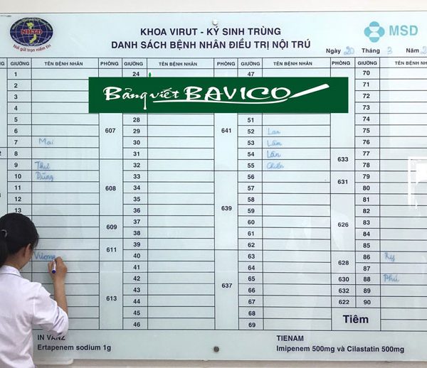 Bảng kính cường lực 8 ly trắng sữa có in ô ly vuông 5cm hoặc nội dung KT60x100