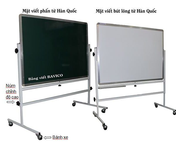 Bảng di động hai mặt viết phấn từ và bút lông từ Hàn Quốc KT 80x120cm