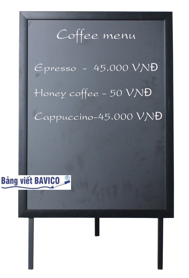 Bảng gỗ menu Cafe có chân một mặt KT60X80