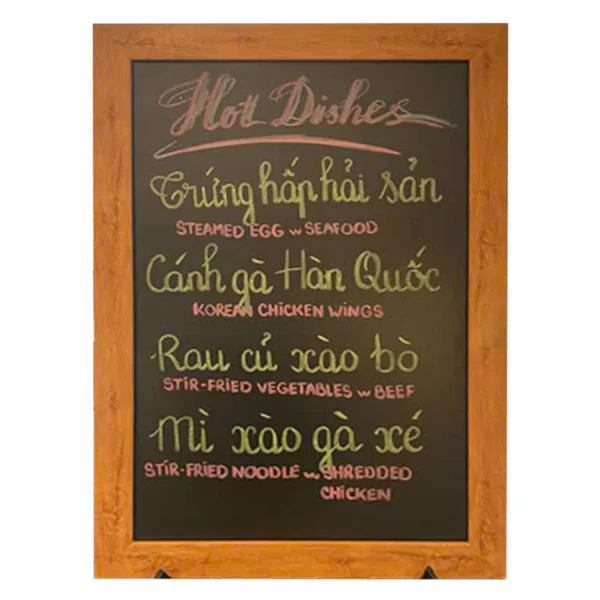 Bảng đen menu khung gỗ treo tường