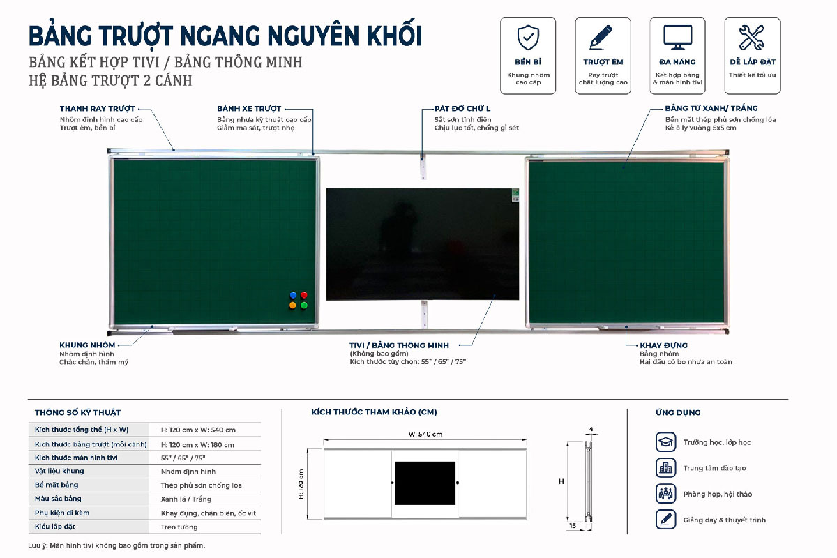 Bảng Trượt Ngang 9 Bảng trượt ngang 2 tấm