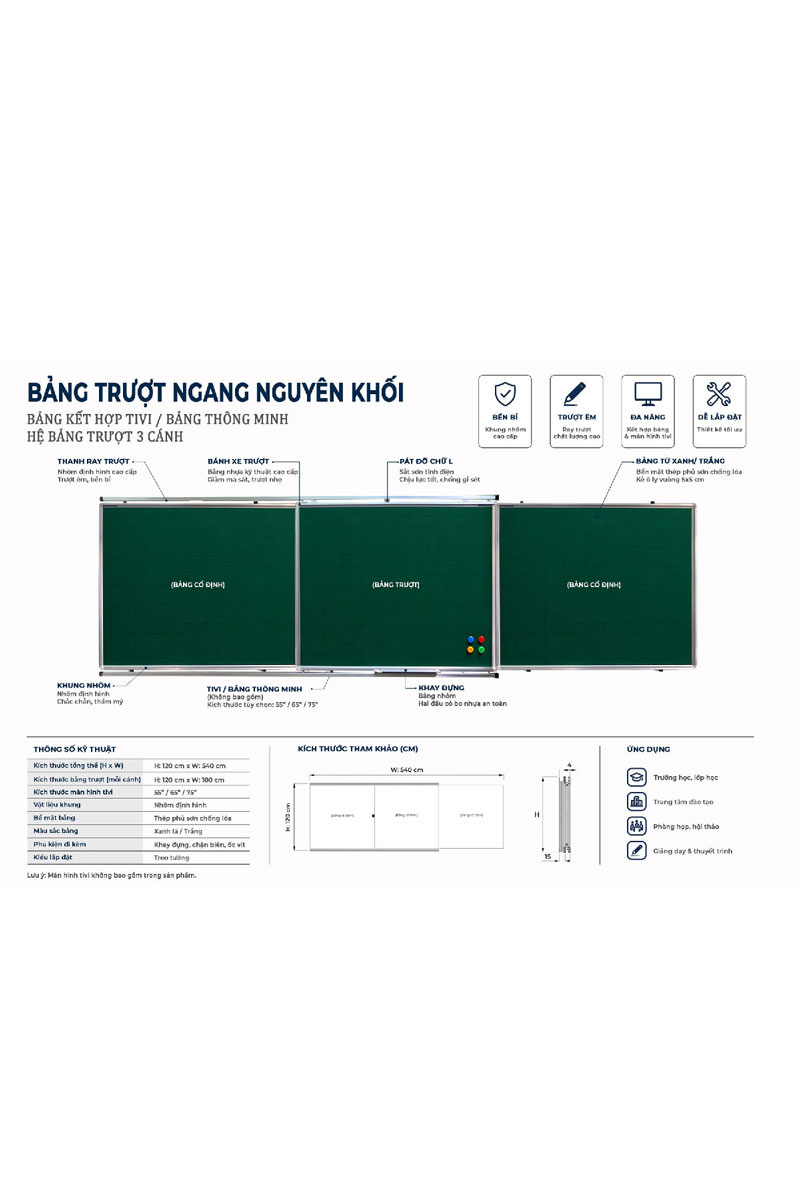 Bảng Trượt Ngang 3 Tấm 1 Bảng trượt ngang 3 tấm BAVICO