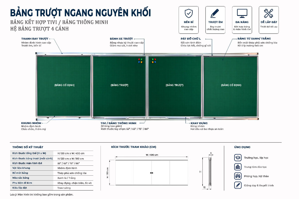Bảng Trượt Ngang 11 Bảng trượt ngang 4 tấm