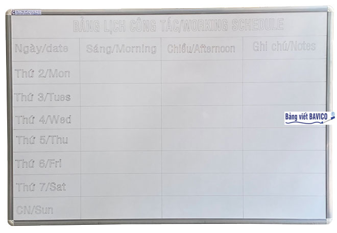 Bảng học sinh - bảng lịch công tác tuần viết bút lông cao cấp KT 60x100cm (xem thêm các cỡ khác)