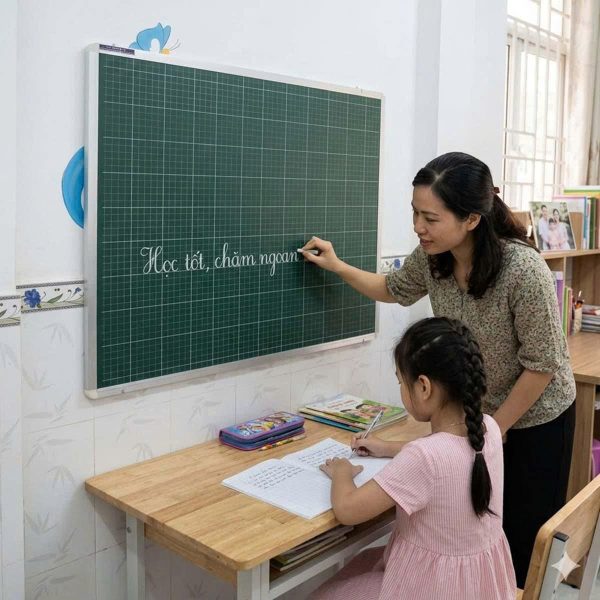 Bảng học sinh viết phấn từ Hàn Quốc in ô ly tiểu học (các kích thước)