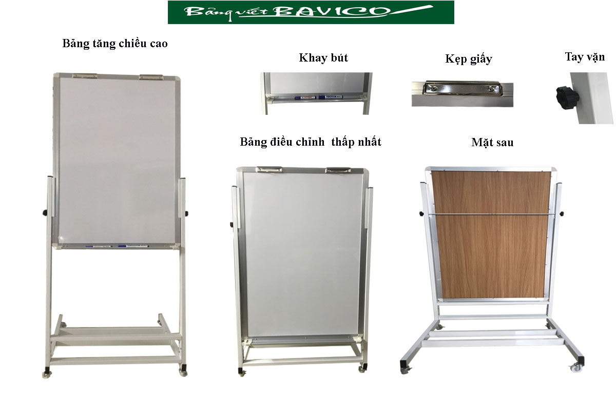 Bảng trắng viết bút lông có chân Flipchart F4 Poly Taiwan KT80x120cm ( Xem thêm kích thước) - Ảnh 5