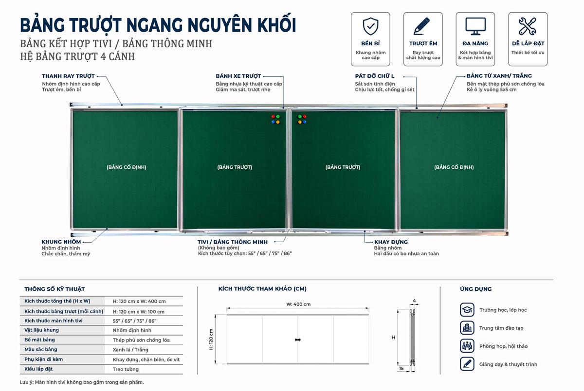 Sơ đồ bảng trượt ngang 4 cánh