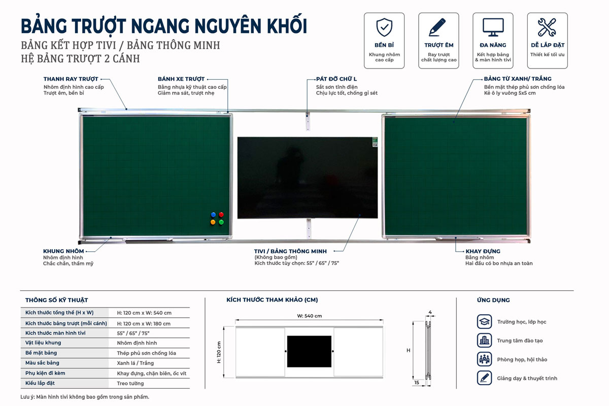 Bảng Trượt Ngang Thông Minh 3 Sơ đồ bảng trượt ngang thông minh 2 tấm