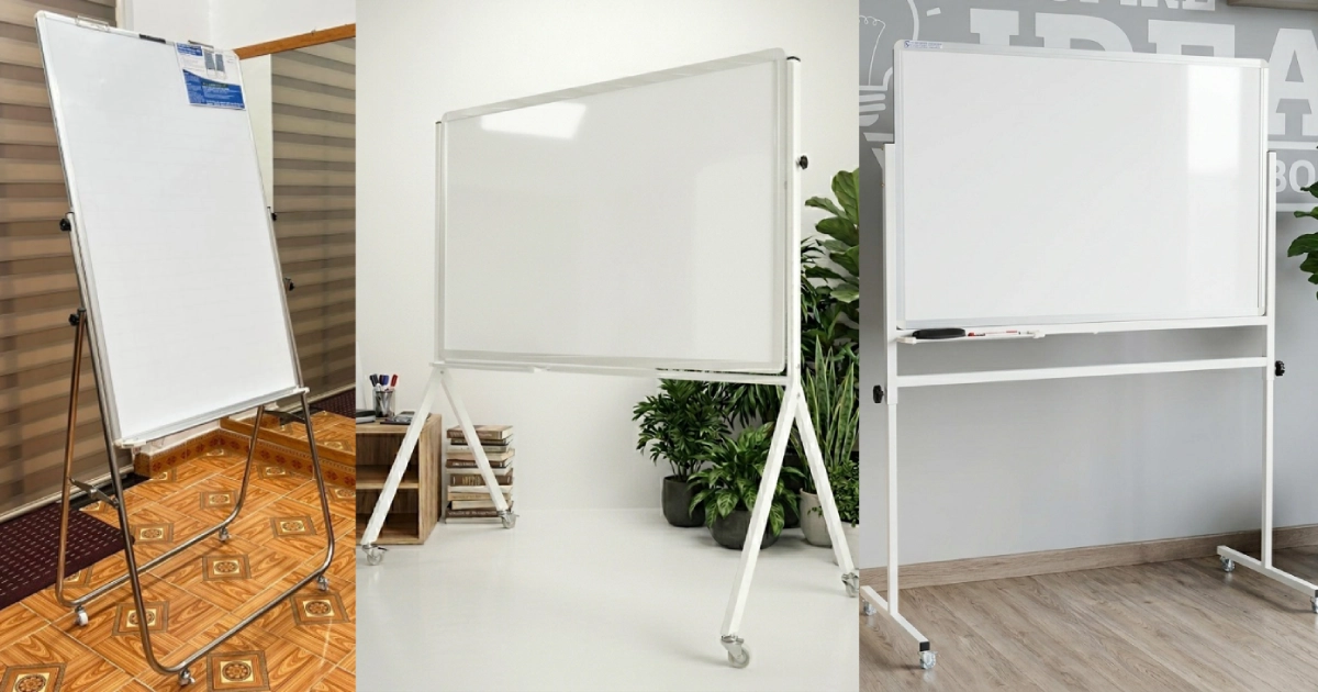 Bảng Trắng Mica Viết Bút Lông Có Chân Giao Hàng Toàn Quốc 1 Bảng trắng mica viết bút lông có chân di động