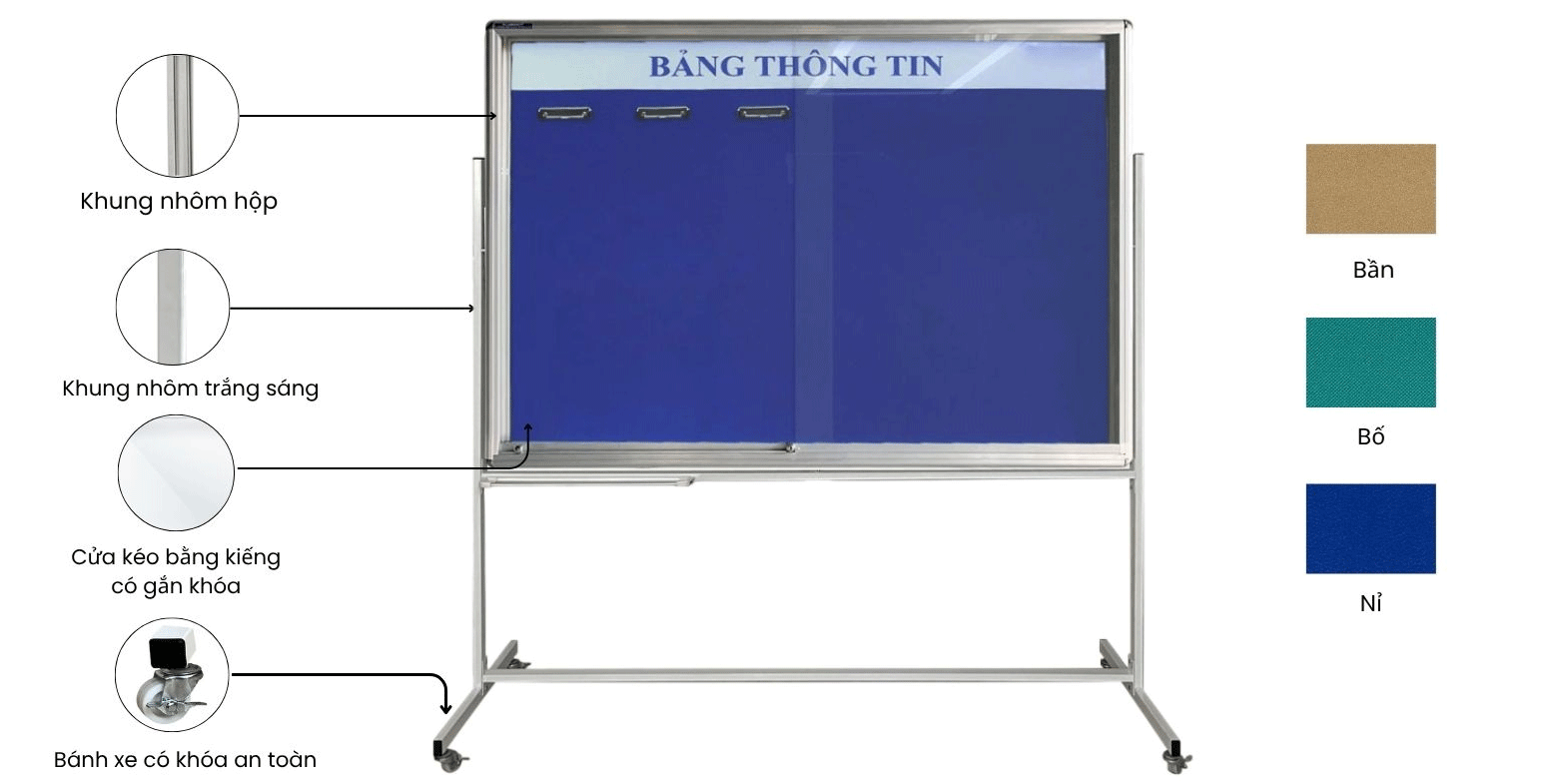 Bảng ghim ảnh có chân gấn cửa kính