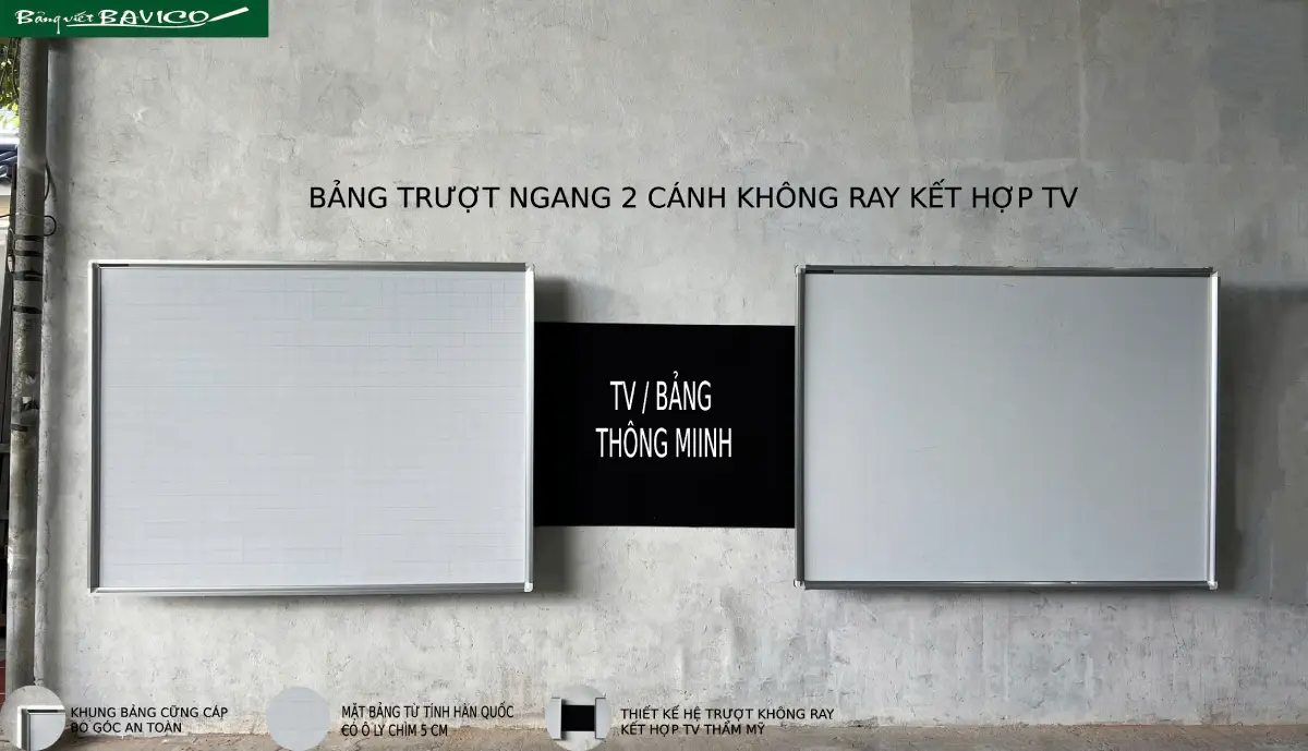 Bảng trượt ngang không ray viết bút lông dành cho trường học và văn phòng 2 Cấu tạo bảng trượt ngang không ray viết bút lông