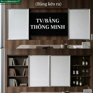 Bảng trượt ngang không ray viết bút lông thiết kế phói tv và nội thất sang trọng