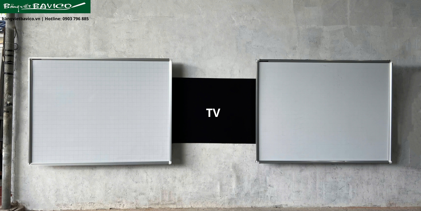 Bảng trượt ngang 2 cánh giấu khung kết hợp TV thế hệ mới 1 Bảng trượt ngang 2 cánh giấu khung kết hợp TV thế hệ mới