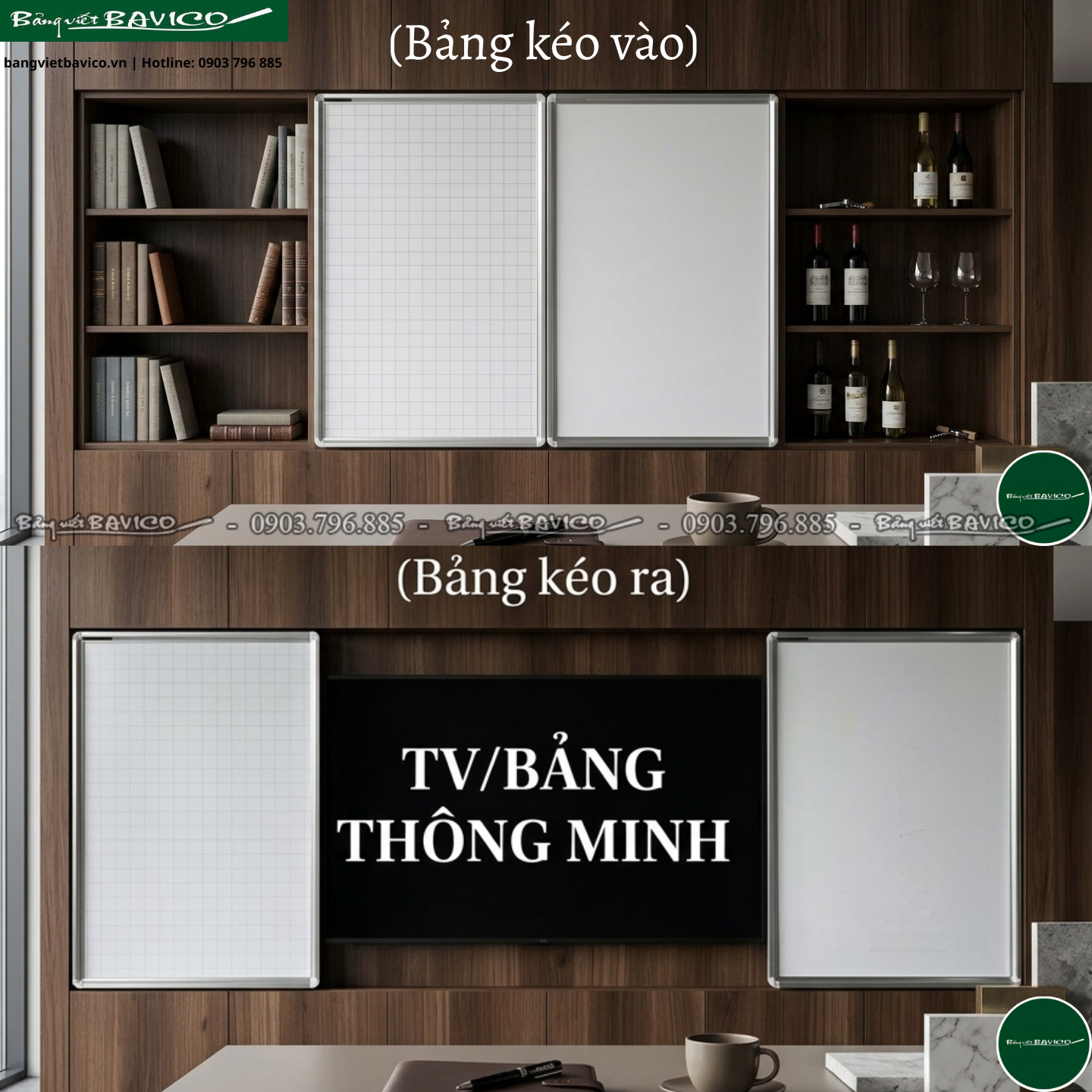 Bảng trượt ngang không ray 2 cánh thế hệ mới 1 Bảng trượt ngang 2 cánh không ray kết hợp tv thế hệ mới