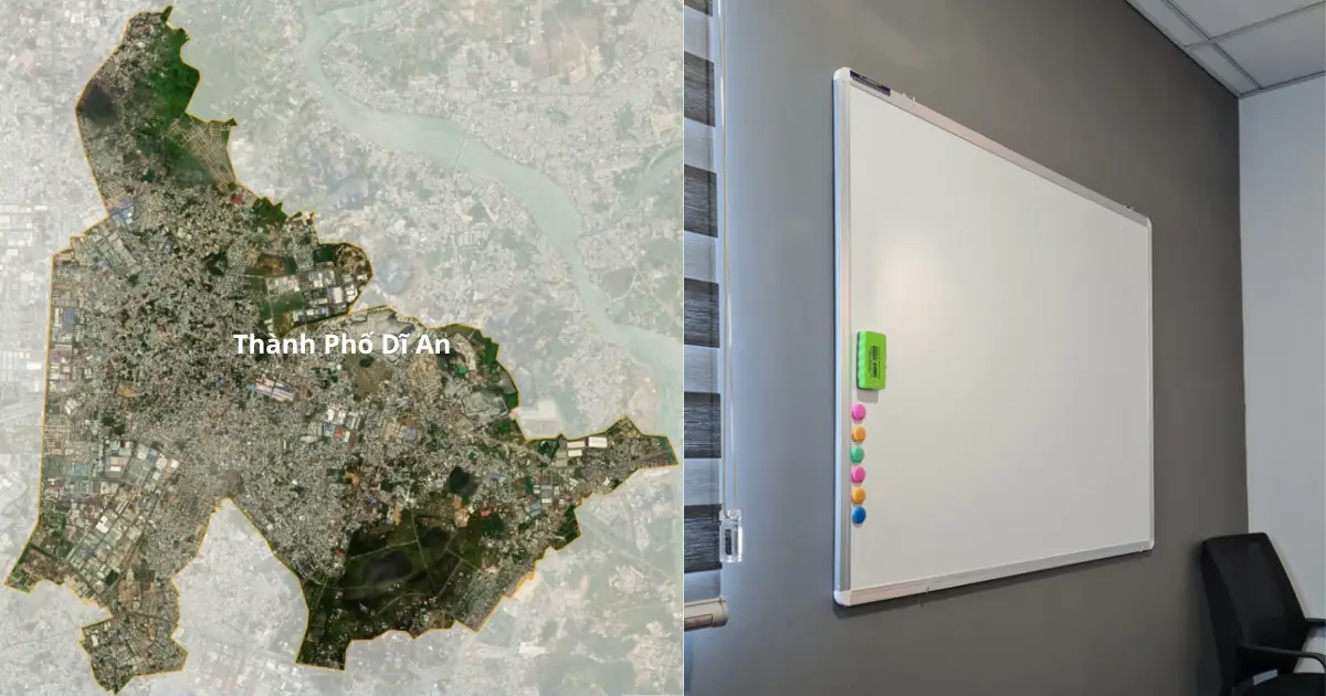 Bảng viết bút lông Dĩ An bền đẹp bảo hành 12 - 24 tháng 1 Bảng đồ bảng viết bút lông Dĩ An