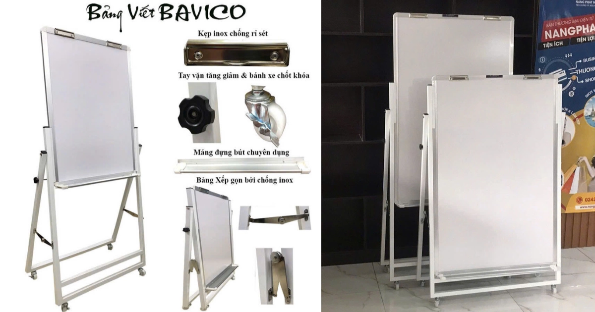 Bảng Trắng Viết Bút Lông Biên Hòa - Giao Hàng Nhanh Trong 24H 4 Bẳng trắng viết bút lông Biên Hoà chân Flipchart F3 xếp gọn