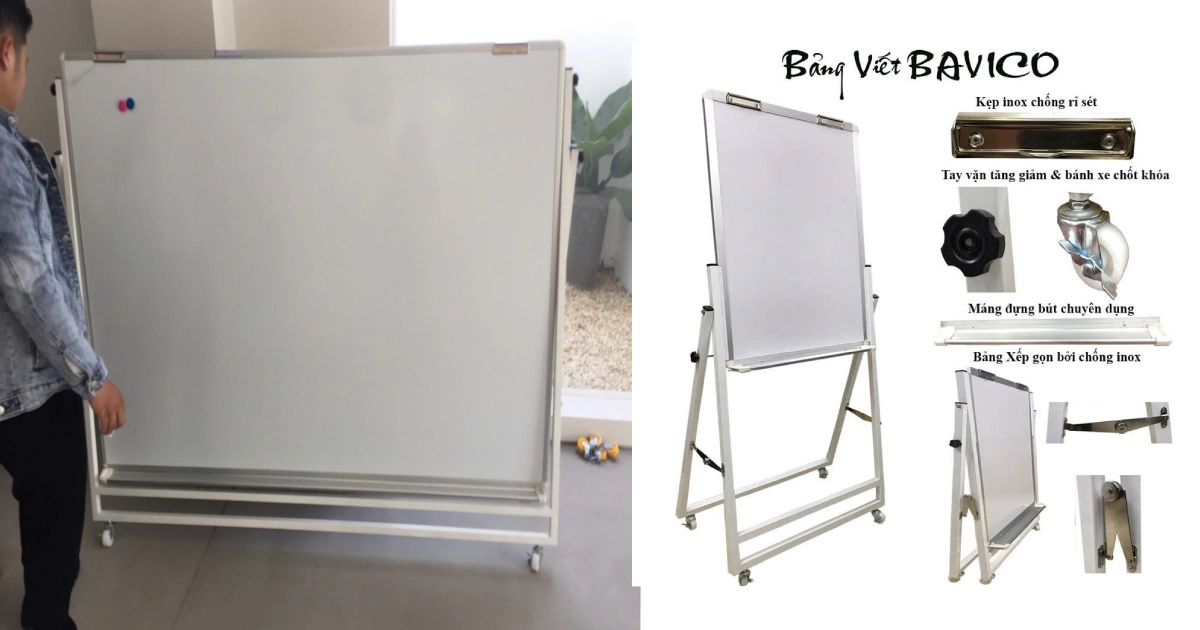 Bảng viết bút lông hít nam châm có chân xếp gọn tăng chỉnh độ cao