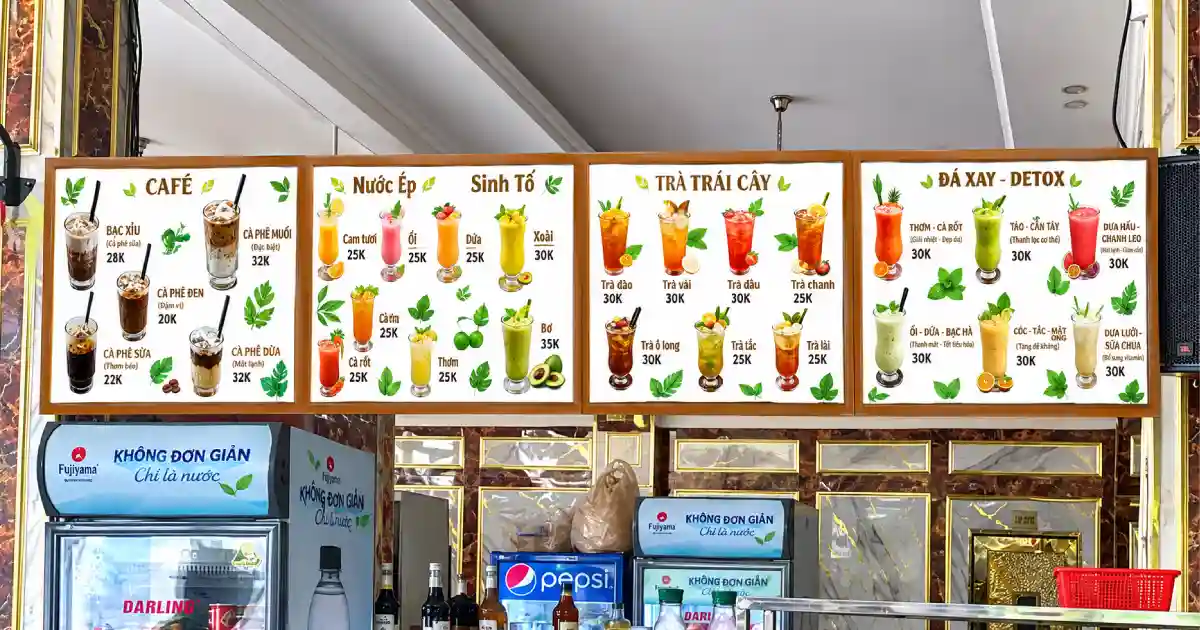 Bảng menu cafe thực đơn in theo yêu cầu - Hình ảnh thực tế