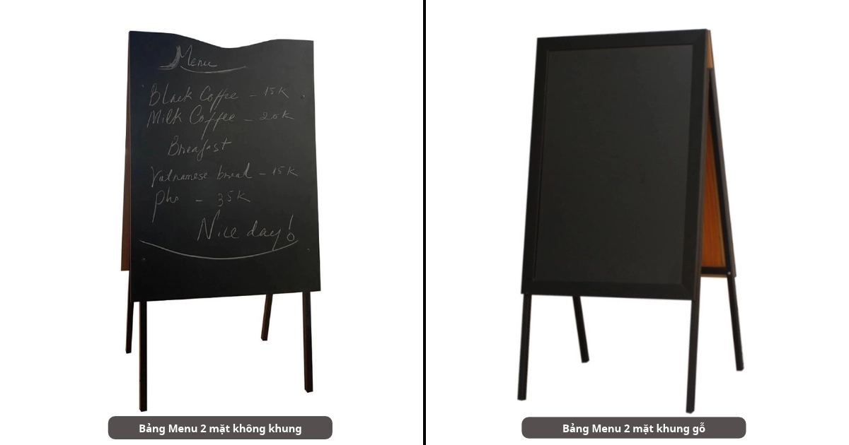 Bảng Menu có chân KT 100x60cm 2 mặt 